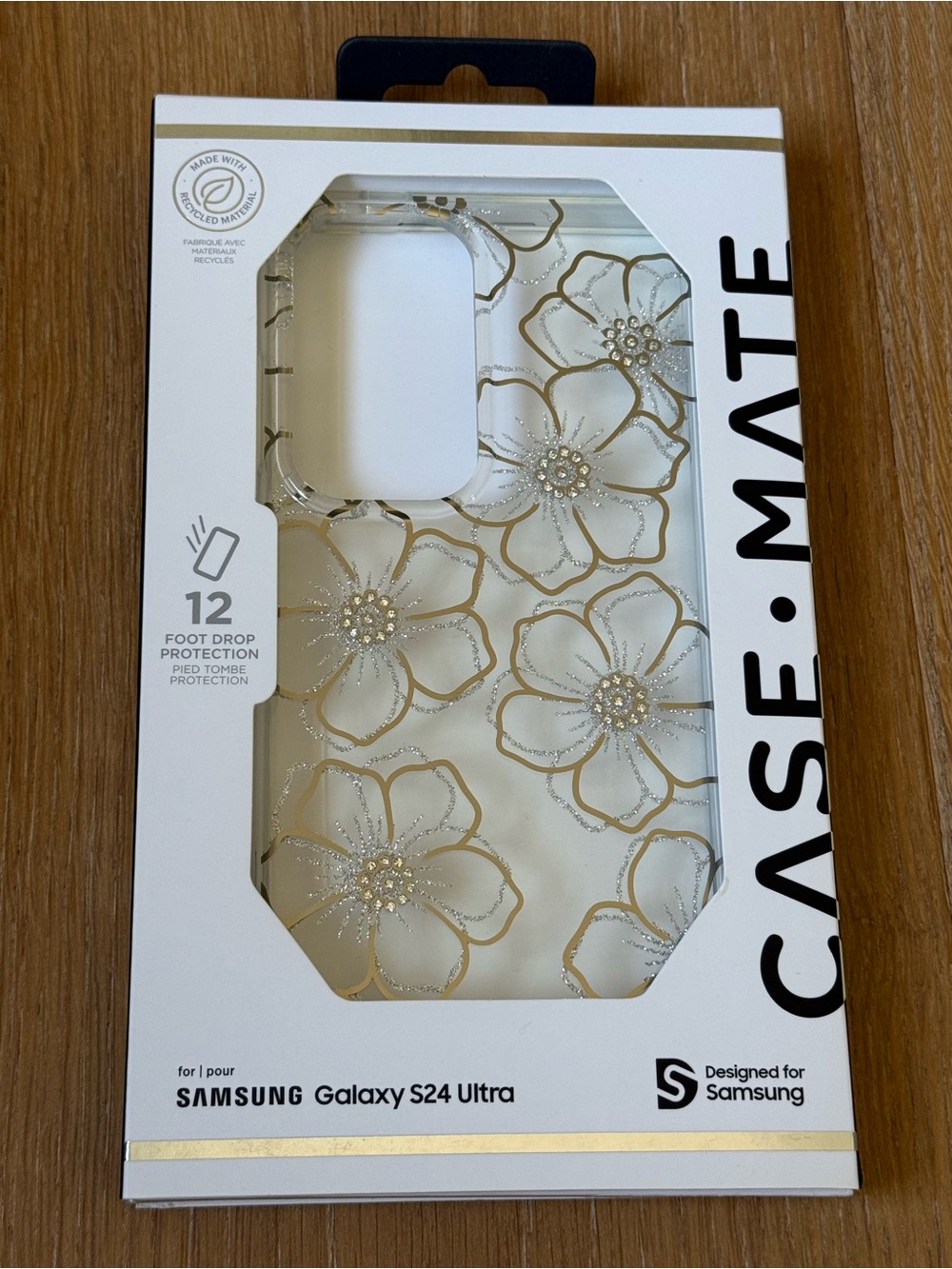 New CASE-MATE Samsung Galaxy S24 Ultra Floral Protective Case Gold Silver flower